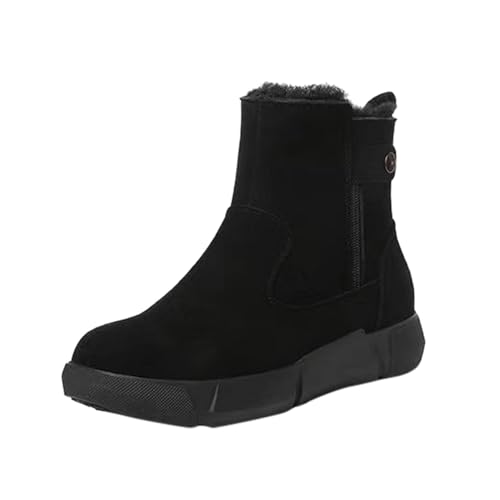 Warm Gefütterte Winterschuhe Unisex Wasserdicht Wanderschuhe Schneestiefel Winter Trekking Winterboots für Herren Damen Schnürsenkel rutschfest Outdoor Wanderstiefel (Black, 37) von Generic