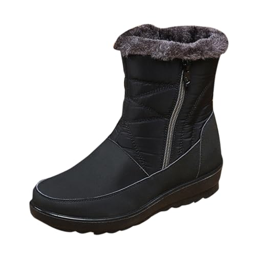 Warm Gefütterte Winterschuhe Unisex Wasserdicht Wanderschuhe Schneestiefel Winter Trekking Winterboots für Herren Damen Schnürsenkel rutschfest Outdoor Wanderstiefel (Black, 38) von Generic