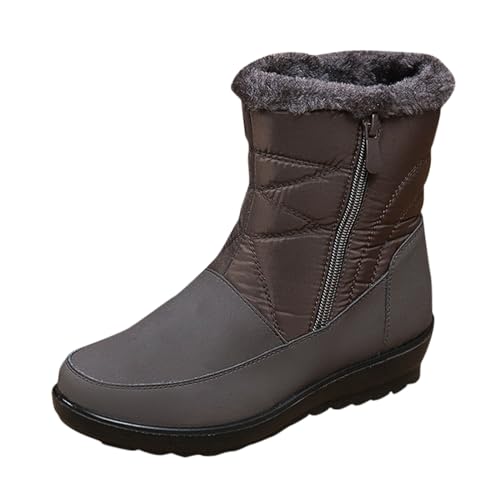 Warm Gefütterte Winterschuhe Unisex Wasserdicht Wanderschuhe Schneestiefel Winter Trekking Winterboots für Herren Damen Schnürsenkel rutschfest Outdoor Wanderstiefel (Brown, 41) von Generic