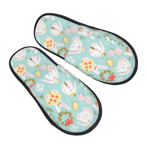 Warme Baumwolle Hausschuhe Süße Kaninchen Blumen Winter Pantoffeln Weiche Plüsch Puschen Für Hotel, Zuhause, Gäste M von Generic