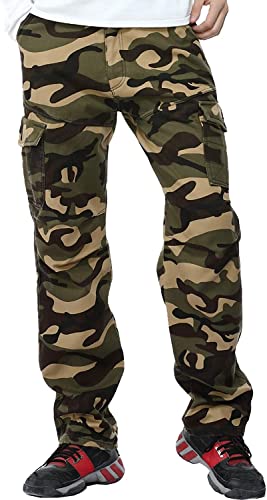 Warme Mit Fleece Gefütterte Cargohose Einfacher Stil Für Herren Militär Camouflage Kampfarbeitshose Leichte Lange Herrenhose Für Den Frühling Und Herbst (Color : COLOR10, Einheitsgröße : 34W) von Generic