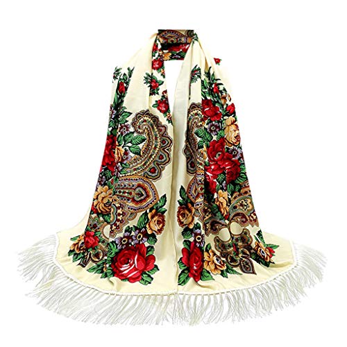 Warme Schals für Frauen Scarves Russischer Babuschka-Schal für Damen Schal übergroß traditioneller ukrainischer Retro-Stil bedruckte Quasten quadratische Schals Hair Scarf for Women von Generic