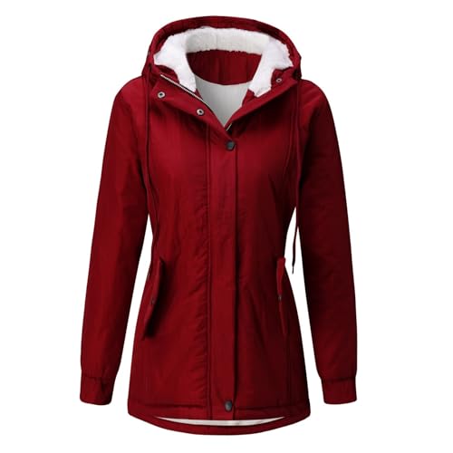 Warme Winterjacke Damen,Damen Winterparka Dicker Warm Lang Wintermantel Mit Fellkapuze Winter Jacke Outdoor Jacke Für Winter,Wintermantel Mädchen 128,Winterjacke Damen Warm,D Wine,Xxl von Generic