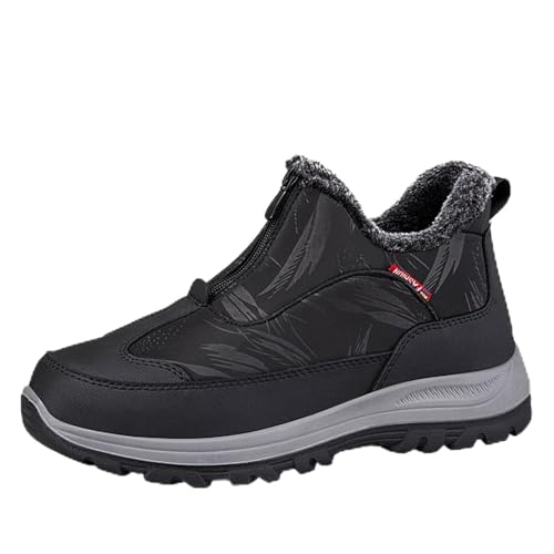 Warme und bequeme Winterstiefel für Paare für Männer und Frauen, zum Reinschlüpfen, mittelhohe Schneestiefel (Black, 37) von Generic