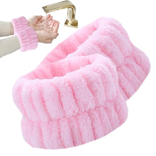 Waschbänder für das Handgelenk | 2 saugfähige Coral-Fleece-Waschbänder | elastische Spa-Armbänder, Haargummis für Frauen, flauschige Handtücher zum Waschen des Gesichts von Generic