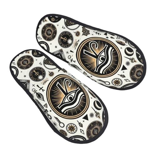 Wasserdicht Home Slippers Auge Ankh Pyramide Plüsch Puschen Waschbare Gästehausschuhe Für Männer, Reisen, Schlafzimmer L von Generic