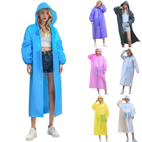 Wasserdicht Regenponcho Damen Herren, Leicht Atmungsaktiv Regencape 3-in-1-Multifunktional Regenmantel Regenschutz Regen Poncho für Unisex Wandern und Camping mit Kapuze (001 Blau, Einheitsgröße) von Generic