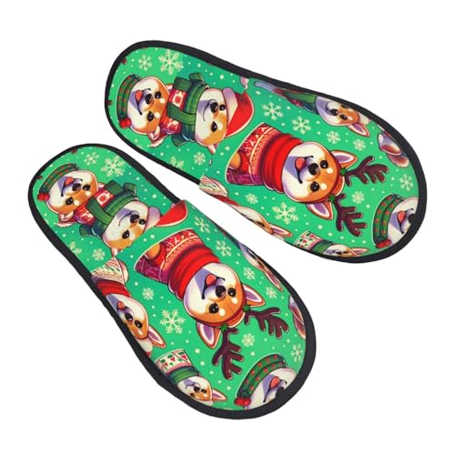 Wasserdicht Winterhausschuhe Shiba Weihnachtsschneeflocken Baumwolle Hausschuhe Rutschfester Plüsch Pantoffeln Für Hotel, Zuhause, Männer M von Generic