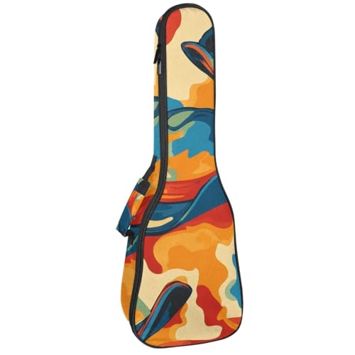 Wasserdichte Konzert-Ukulele-Tasche, gepolsterte Tasche mit verstellbaren Trägern, Retro-Westernkuh-Schädelmuster, Mehrfarbig 03, 25.9x9x3.1in/66x23x8cm, Taschenorganizer von Generic
