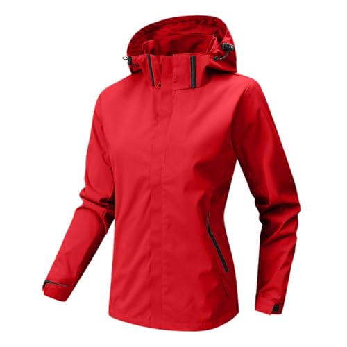 Wasserdichte Regenjacke Damen Wasserdicht Kapuze Übergangsjacke Mit Atmungsaktiv Futter Für Frühling Sommer Und Herbst Softshelljacke Parka Windbreaker Regenjacke Schwarz von Generic
