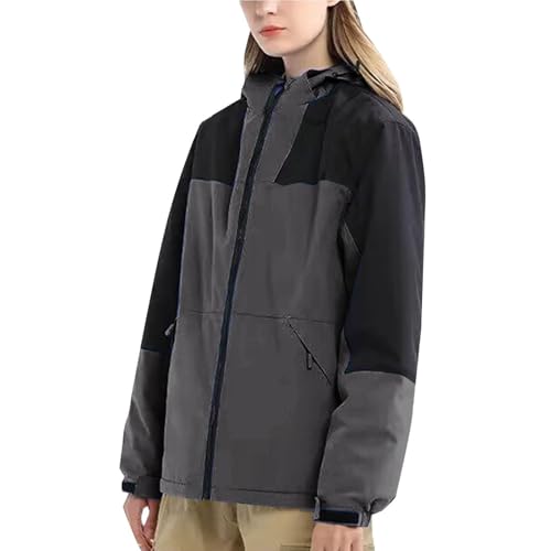 Wasserdichte Regenjacke Fahrrad Regenjacke Damen Windbreaker Damen Winter Reflektierende Winterjacke Regenponcho Fahrrad Damen Regenjacke Schwarz Damen Regenmantel Dark Gray L von Generic