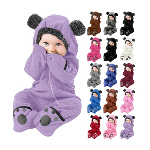 Wasserfeste Jungen Strampler Footed Baby Coat Infant Boy Hooded Ears Coat&Jacke Steppjacke Kinder Leicht (A-Purple, 0-3 Months) von Generic