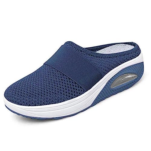 Wasserfeste Schuhe Damen 37 Orthopädische Wanderschuhe zum Hineinschlüpfen mit Luftpolster und Fußgewölbeunterstützung, gestrickt, lässiger Komfort für Spaziergänge im Freien Damen Schuhe (Blue, 39) von Generic