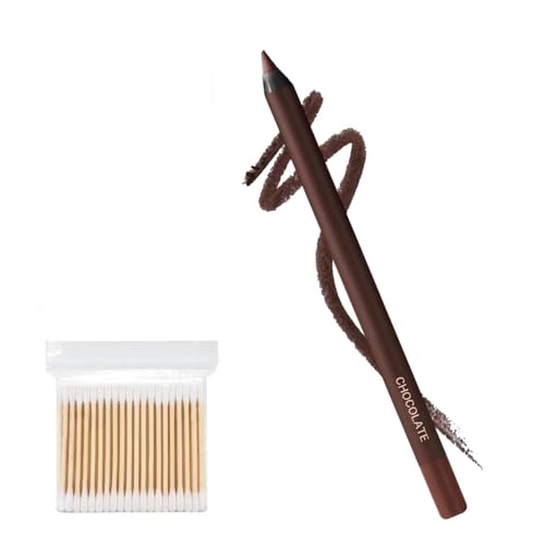 Wasserfester Eyeliner-Stift, 2025 Neuer 24-Stunden-wasserfester Eyeliner-Duo-Augenstift, anspitzbar, kein Verschmieren, Verblassen, glatt und einfach zu färben, mit 100 Wattestäbchen(Chocolate) von Generic