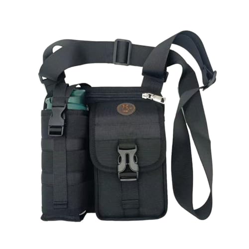 Wasserflaschenhalter, Crossbody-Trinkflaschen-Tragetasche mit Handytasche, verstellbarem Schultergurt, strapazierfähige Schultertasche für Spaziergänge, Wandern, Fitnessstudio (schwarz) von Generisch