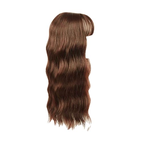 Wassergewellte Wolle-Locken-Haarabdeckung für lange Locken, weißes Haar-Ergänzungs-Top-Haar-Patch Langhaarperücke Echthaar (Brown, One Size) von Generic