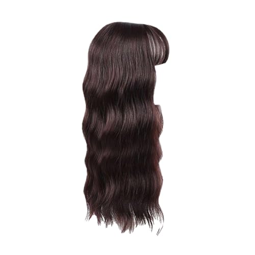 Wassergewellte Wolle-Locken-Haarabdeckung für lange Locken, weißes Haar-Ergänzungs-Top-Haar-Patch Langhaarperücke Echthaar (Dark Gray, One Size) von Generic