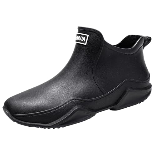 Wasserschuhe Damen Regenstiefel rutschfeste langlebige Gummistiefel für Frauen wasserdichte Bequeme Outdoor Schuhe (Black, 37) von Generic