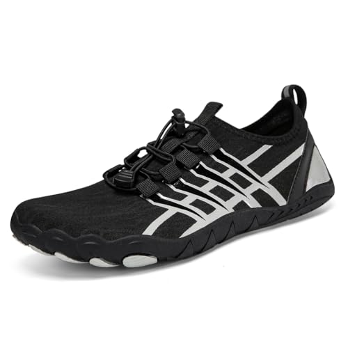 Wasserschuhe für Damen Herren, Barfuß Schnelltrocknende Strand Aqua Sneaker, Drainage Sohle für Trailrunning, Schwimmen, Tauchen, Surfen, Wassertraining,Schwarz,36 EU von Generic