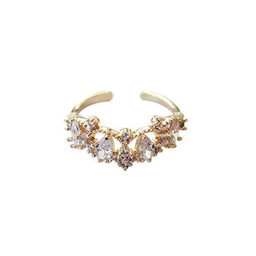 Wassertropfen-Ring mit Kristall-Krone, Zirkonia, feiner Ring, versilbert, für Mädchen, praktisch und beliebt von Generic