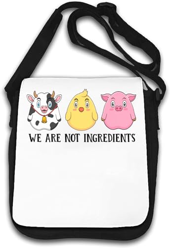 We Are Not Ingredients Schultertasche mit Kuh, Schweinchen und Huhn, Weiß, weiß, Einheitsgröße von Generic