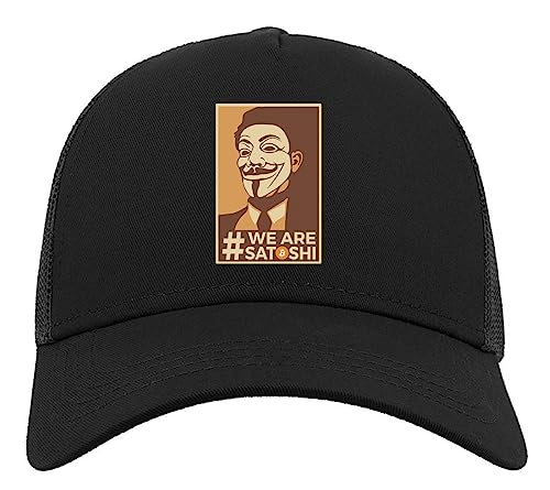 We Are Satoshi Nakamoto Bitcoin Anonymous Guy Fawkes Halbmaschige Trucker-Cap-Baseballmütze aus Baumwolle Schwarz von Generic