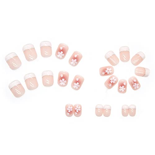 Wear Nail Summer Sweet Cool Camellia Short Thin Nail Piece Nail Patch Fertiges Produkt Senior Sense Nails (mit Kleber innen) 1ml Full Cover Ballerina Nails Lang (Rosa, Einheitsgröße) von Generic