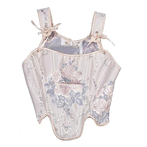 Weibliches Korsett Fischgräte Bustier Lace Up Crop Top LolitaStyle Anime Korsett Party Kostüm Zubehör Stickerei Korsett Top, hellrosa, 46 von Generic