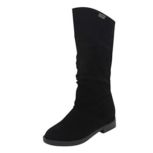 Weiche Damen Winterstiefel Mittelrohr Klassische Solide Warme Low Heel Boots Bequeme Langlebige Stiefel für Jahreszeit (Black, 40) von Generic