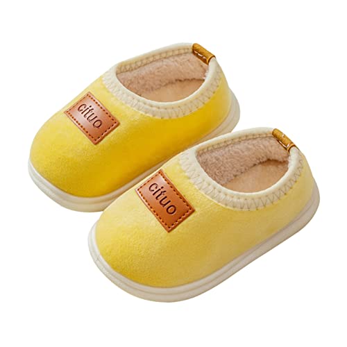 Weiche Hausschuhe Baby Junge Baumwollschuhe Einfarbig Weiche Sohle Winter Warme Indoor rutschfeste Baumwollschuhe Hausschuhe 28 Junge (Yellow, 22 Toddler) von Generic