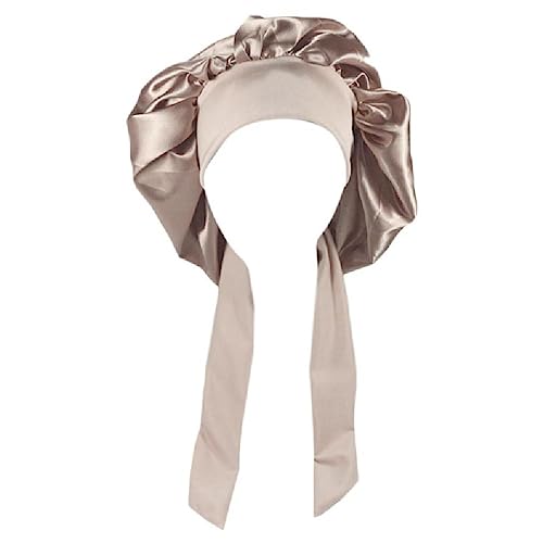 Weiche Seide Damen Nacht Schlafen Duschhaube Hochelastisch Damen Lange Haarpflege Bonnet Headwrap Gemütlicher Satin Hut Zubehör Kartoffelkopf Zubehör Nur Zubehör von Generic