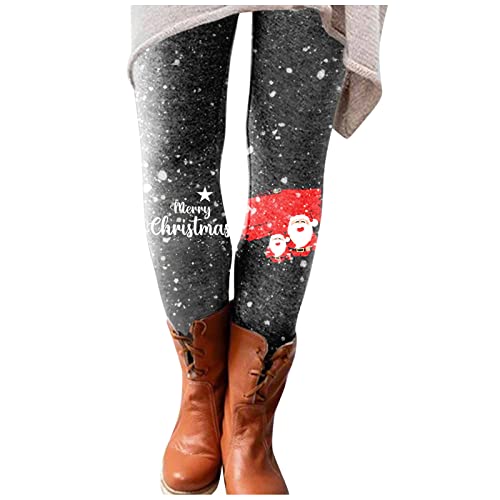 Weihnachten Boot Leggings All-Hosen elastische Frauen lang bedruckte lässige schlanke Hosen Leggings Glänzend (Black, XXXL) von Generic