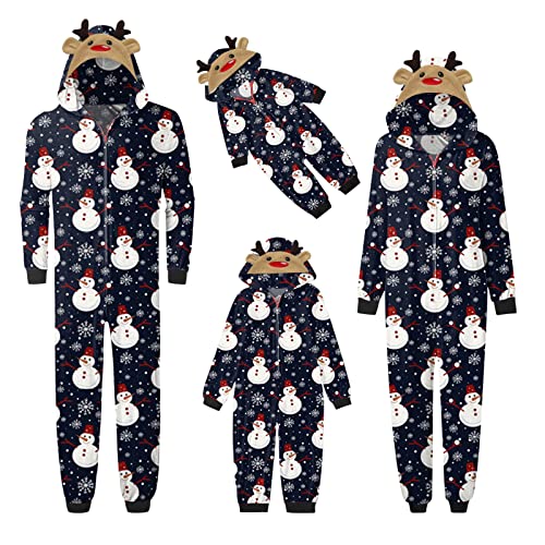 Weihnachten Familie Outfit Freizeit Weihnachtsmann Gedruckt Lang Pyjamas Jumpsuit Xmas Familien Onesie Set mit Kapuze Herren Damen Kinder Baby Overall Hausanzug Einteiler Sleepwear von Generic