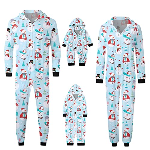 Weihnachten Familie Outfit Schneemann Drucken Langcrmliges Hoodie Herren Damen Kinder Baby Familie Einteiler Onesie Rentier Aufdruck Jumpsuit mit Reißverschluss Familien Schlafshirt Set von Generic