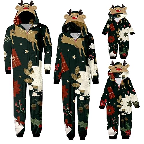 Weihnachten Familienpyjamas Schlafanzug für die ganze Familie Nachtwäsche Familie Pyjama Set Schlafoverall Nachtwäsche Onesie für Herbst Winter Halloween Weihnacht Neujahr (A-Red, M) von Generic