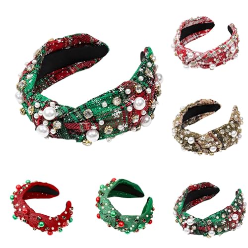 Weihnachten Haarreif Dirndl Geflochten Stirnband Breit Haarband Vintage Gepolsterte Haarreifen Trachten Haarschmuck Rockabilly Kopfband für Damen und Mädchen Haarband (5PC, 14CM) von Generic