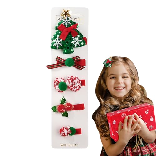 Weihnachten Haarspangen, Weihnachten Haarspangen für Mädchen, Urlaubs-Haarnadel-Set | Festliche dekorative Haarnadeln, Set mit 5 Haarspangen, niedlich für Weihnachten von Generic