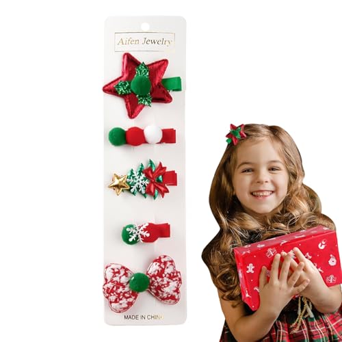 Weihnachten Haarspangen Weihnachten Haarspangen für Mädchen | Dekorative Haarnadeln für Mädchen | Festliche Haarnadeln Set mit 5 Haarspangen für Mädchen und Frauen für von Generic