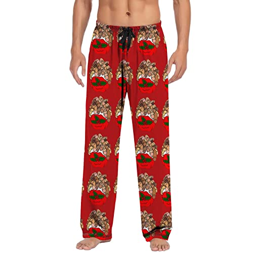 Weihnachten Herren Freizeithose Pyjamahose mit Kordelzug und Taschen Hose 44 Damen (Red, M) von Generic
