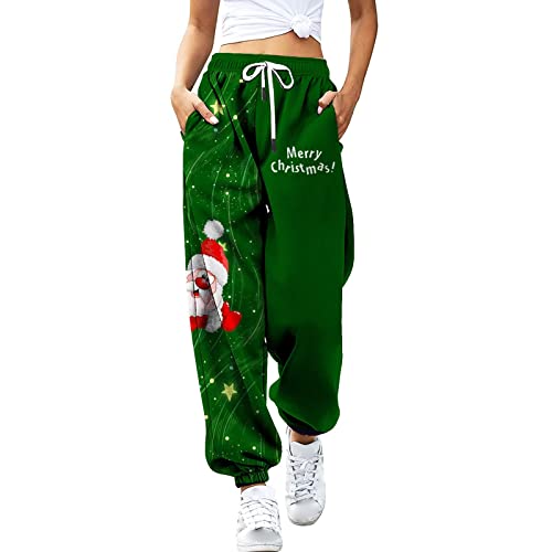 Weihnachten Jogginghose Damen Stretch Elegant Hose Weihnachtshose High Waist Cargo Jogging Pants Frauen Sporthose Mode Christmas Hosen Loose Bequem Sweatpant von Generic