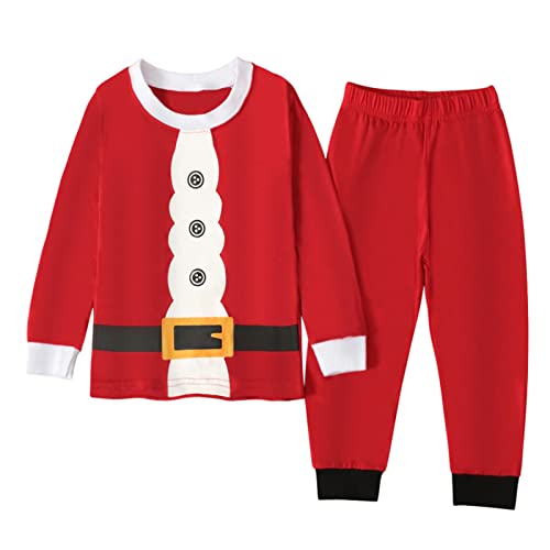 Weihnachten Kinder Schlafanzug Jungen Pyjama Elastische Taille Cartoon Weihnachtsmann Langarm Baumwolle Mädchen Zweiteilig Schlafanzüge Set Herbst und Winter Pyjama Sets Loungewear Größe 0-7 Jahre von Generic