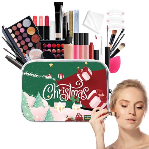 Weihnachten Make-up Set - Langlebiges wasserdichtes Weihnachts-Make-up-Set, multifunktionales Kosmetikzubehör, alles in 1 Make-up-Set mit Aufbewahrungsbox für Mädchen Frauen von Generic