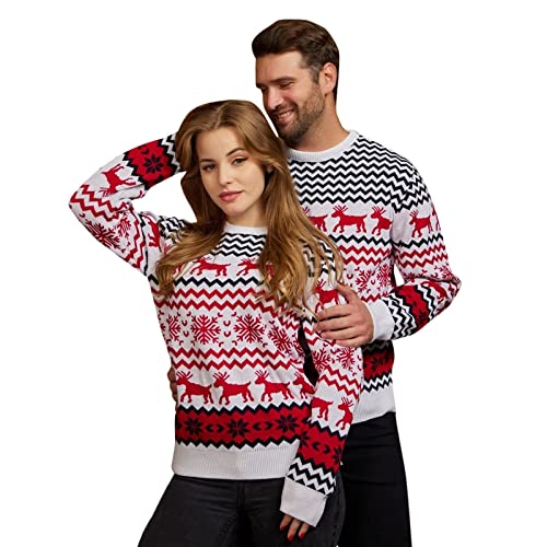 Weihnachten Pullover Familie Set Rentier Print WeihnachtenPulli Herren Langarm Rundhals Damen Jumper mit Elchmuster Ugly Sweatshirt Christmas Rentier Oberteile Pärchen Xmas Familienset Tops von Generic