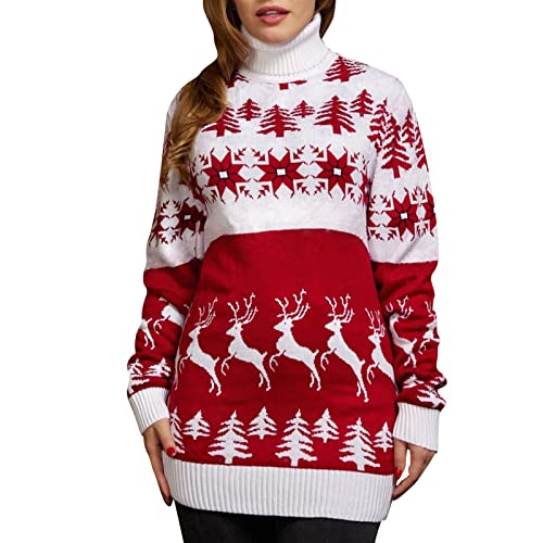 Weihnachten Pullover Familie Set Rentier Print WeihnachtenPulli Herren Langarm Rundhals Damen Jumper mit Elchmuster Ugly Sweatshirt Christmas Rentier Oberteile Pärchen Xmas Familienset Tops von Generic