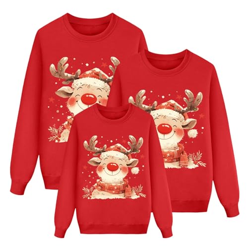 Weihnachten Pullover Set Partnerlook Pärchen Weihnachtspullover Familie Set Gestrickte Pullover Strickpullover Winterpullover Weihnachtspullis Sweatshirt Damen Herren Kinder von Generic