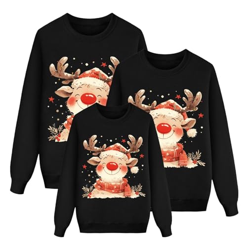 Weihnachten Pullover Set Partnerlook Pärchen Weihnachtspullover Familie Set Gestrickte Pullover Strickpullover Winterpullover Weihnachtspullis Sweatshirt Damen Herren Kinder von Generic