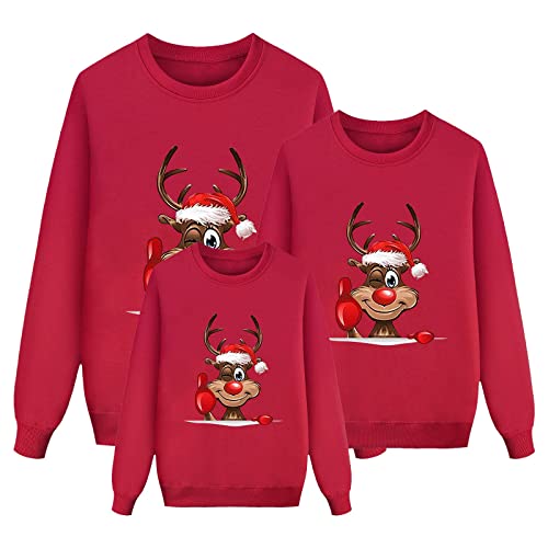 Weihnachten Pullover Set Partnerlook Pärchen Weihnachtspullover Familie Set Gestrickte Pullover Strickpullover Winterpullover Weihnachtspullis Sweatshirt Herren Damen Kinder-Kids von Generic