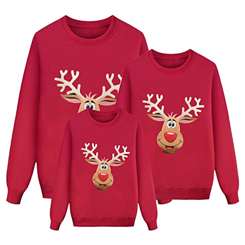 Weihnachten Pullover Set Partnerlook Pärchen Weihnachtspullover Familie Set Gestrickte Pullover Strickpullover Winterpullover Weihnachtspullis Sweatshirt Herren Damen Kinder-Kids von Generic