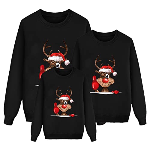 Weihnachten Pullover Set Partnerlook Pärchen Weihnachtspullover Familie Set Gestrickte Pullover Strickpullover Winterpullover Weihnachtspullis Sweatshirt Herren Damen Kinder-Men von Generic