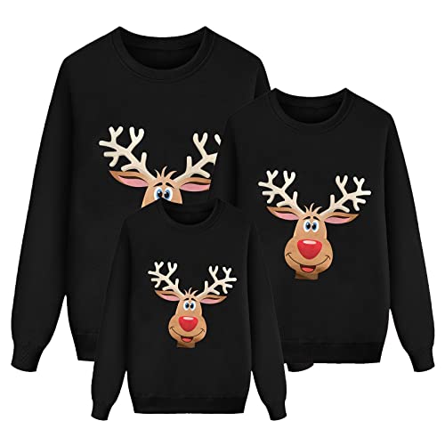 Weihnachten Pullover Set Partnerlook Pärchen Weihnachtspullover Familie Set Gestrickte Pullover Strickpullover Winterpullover Weihnachtspullis Sweatshirt Herren Damen Kinder-Men von Generic